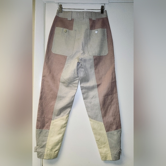 REBECCA TAYLOR COLOR BLOCK TWILL PANT TAPERED LEGS IN MULTI COMBO SIZE 0 - Picture 7 of 16